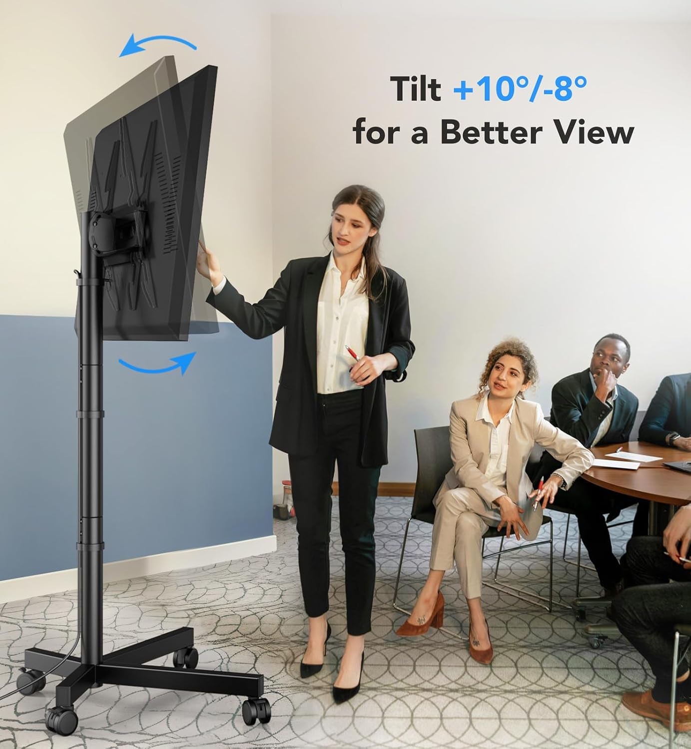 Mobile TV Cart Stand with Wheels for 23-60" Tvs, Height Adjustable, Portable Floor Stand Holds up to 88 Lbs, Rolling TV Mount Max VESA 400X400Mm