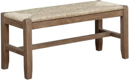 Newport 40 Inch Solid Wood Entryway Bench - Modern Farmhouse Indoor Decorative Bench with Natural Seagrass Rush Seat - Furniture for Entryway, Dining Room, or Kitchen (Natural)