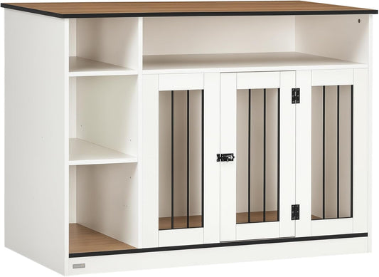 Dog Crate Furniture with Adjustable Shelf, Dog Crate End Table, Indoor Pet Crate for Medium and Large Dogs, with Large Flat Surface, 47" X 23.5" X 35", White