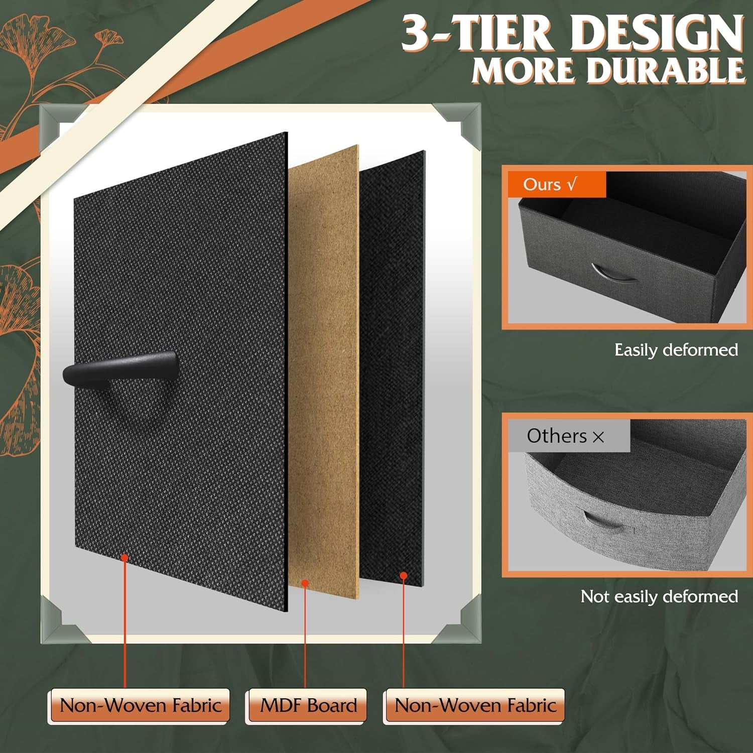 Tall Dresser for Bedroom with 12 Drawers, Dressers & Chests of Drawers, Fabric Dresser for Closet, Living Room, Storage Dressers with Storage Drawers, Steel Frame, Wood Top, Charcoal Black