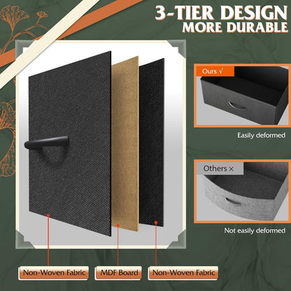 Tall Dresser for Bedroom with 12 Drawers, Dressers & Chests of Drawers, Fabric Dresser for Closet, Living Room, Storage Dressers with Storage Drawers, Steel Frame, Wood Top, Charcoal Black