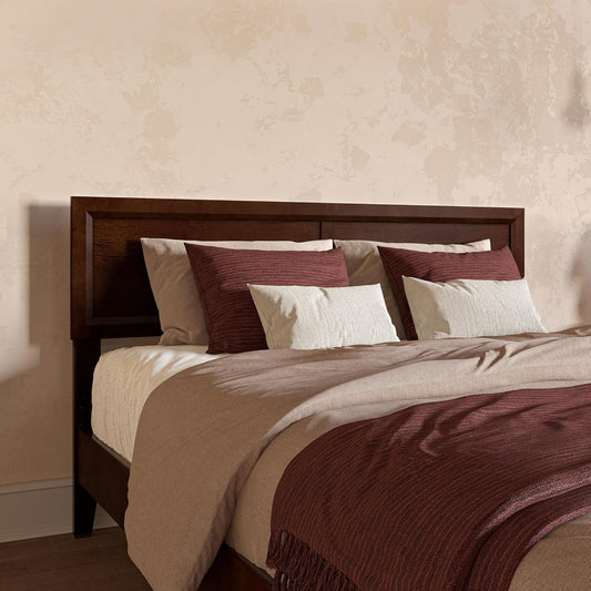 , Sophia Adjustable Modern Queen Wood Headboard, Walnut