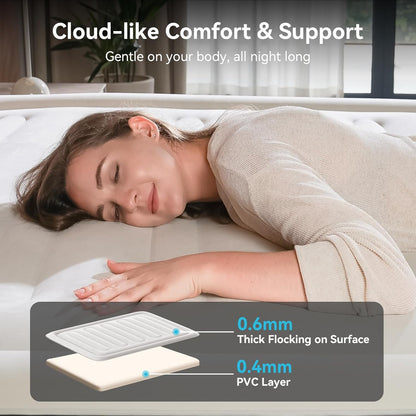 Queen Air Mattress with 2000Mah Battery Powered Pump, 18" Raised Inflatable Mattress, Portable Blow up Mattress, Air Bed for Camping, Home and Guest