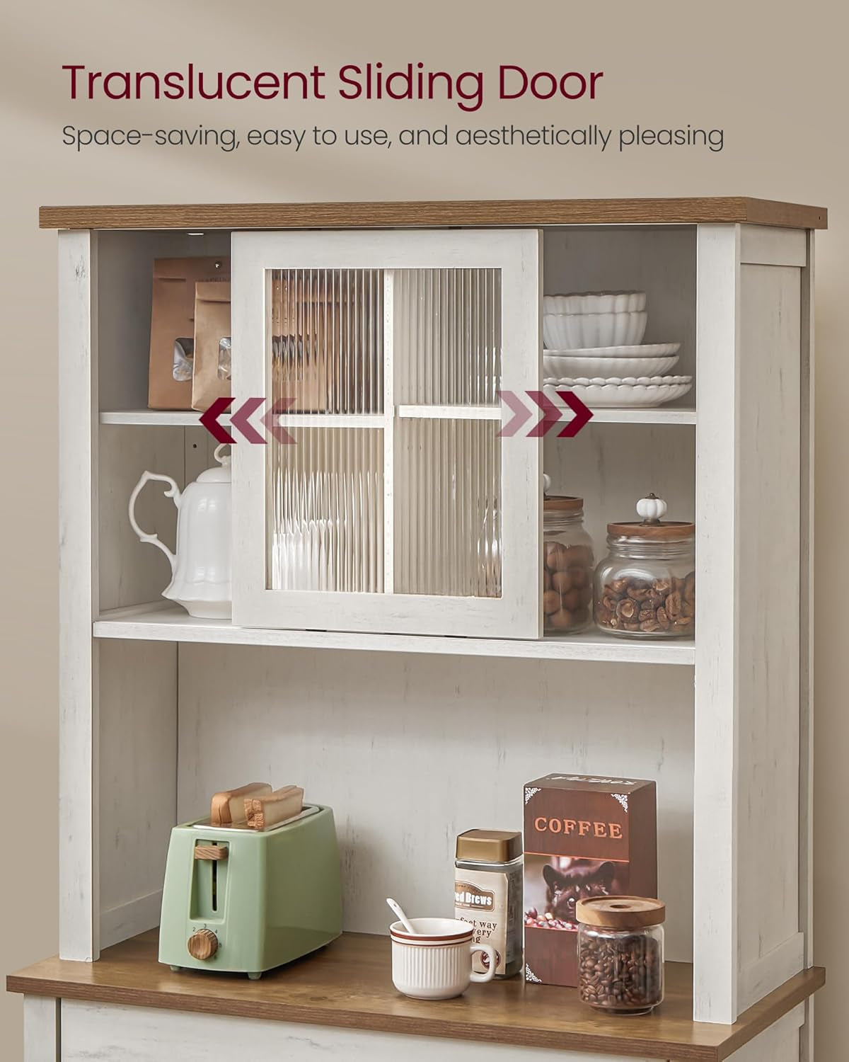 Pantry Cabinet, 53.5-Inch High Freestanding Tall Cupboard Storage Cabinet, 2 Cabinets, 2 Adjustable Shelves, 6 Door Shelves, for Living Room, Kitchen, White UBBC671W01
