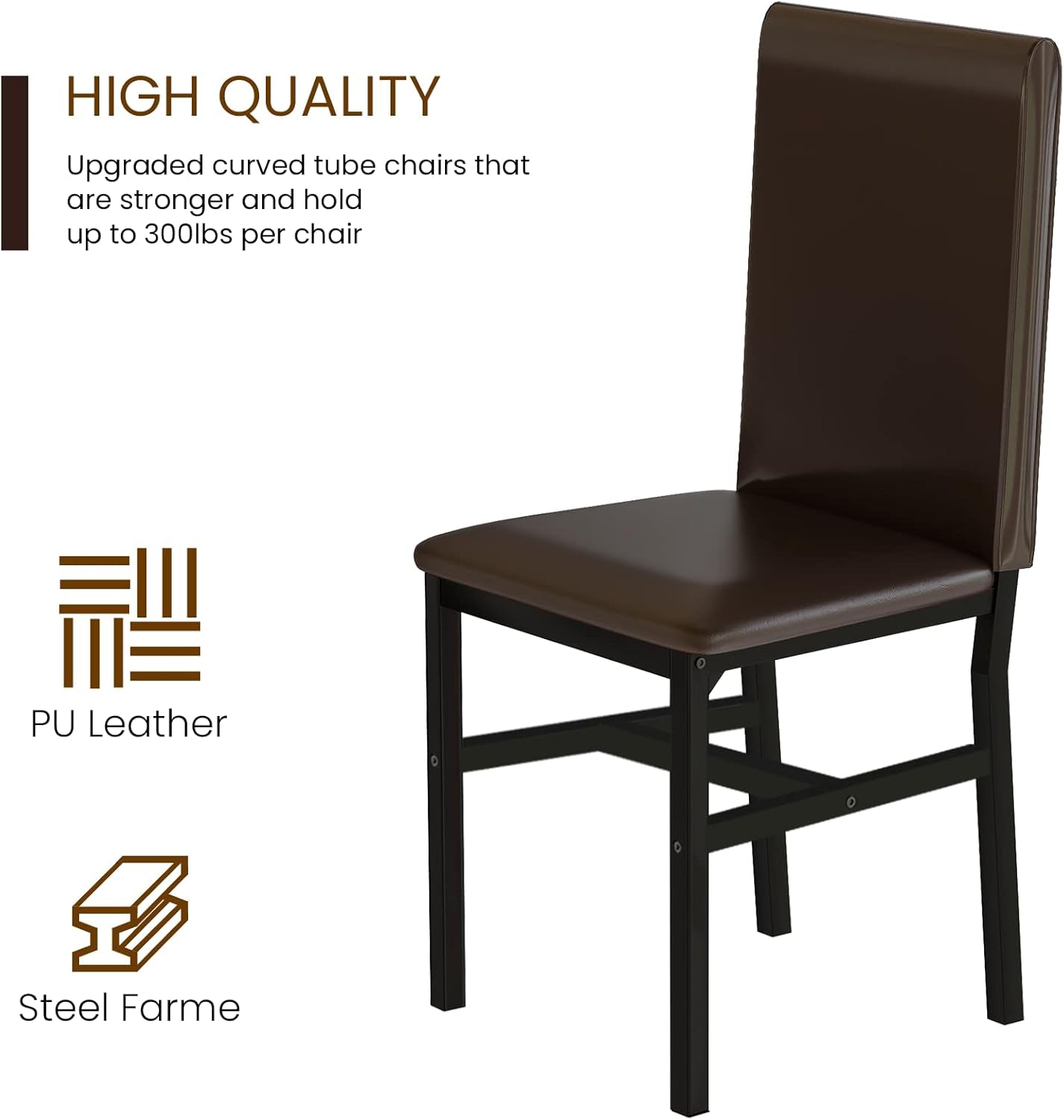 5 Piece Dining Table Set for 4,Faux Marble Kitchen Table and Chairs for 4, Modern Dining Room Table with 4 Chairs,Dinner Table Set for Small Spaces, Brown
