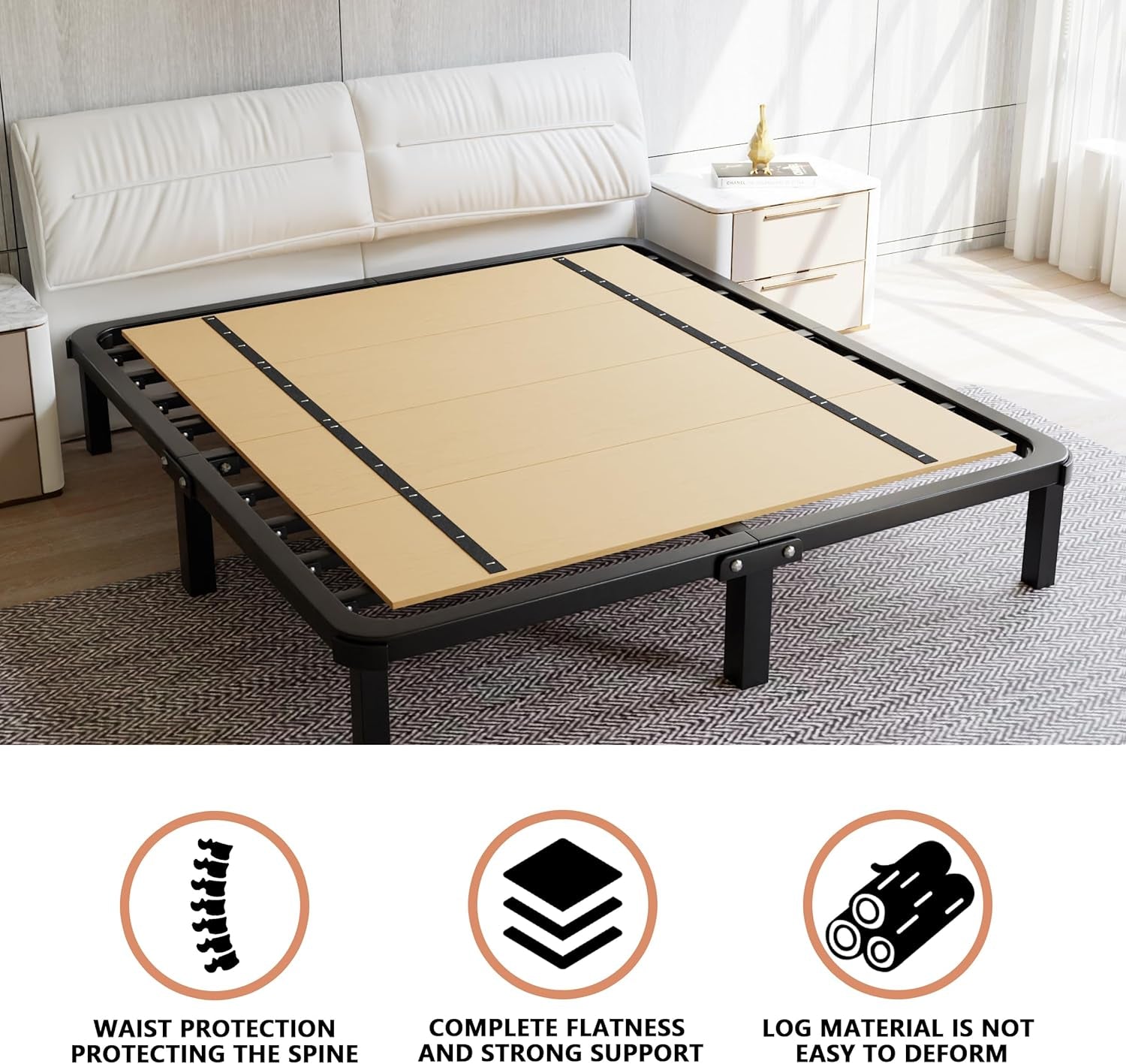 Foldable Box Spring, Bunkie Board, Bed Support Slats, Bed Boards for Under, Twin (60X30)