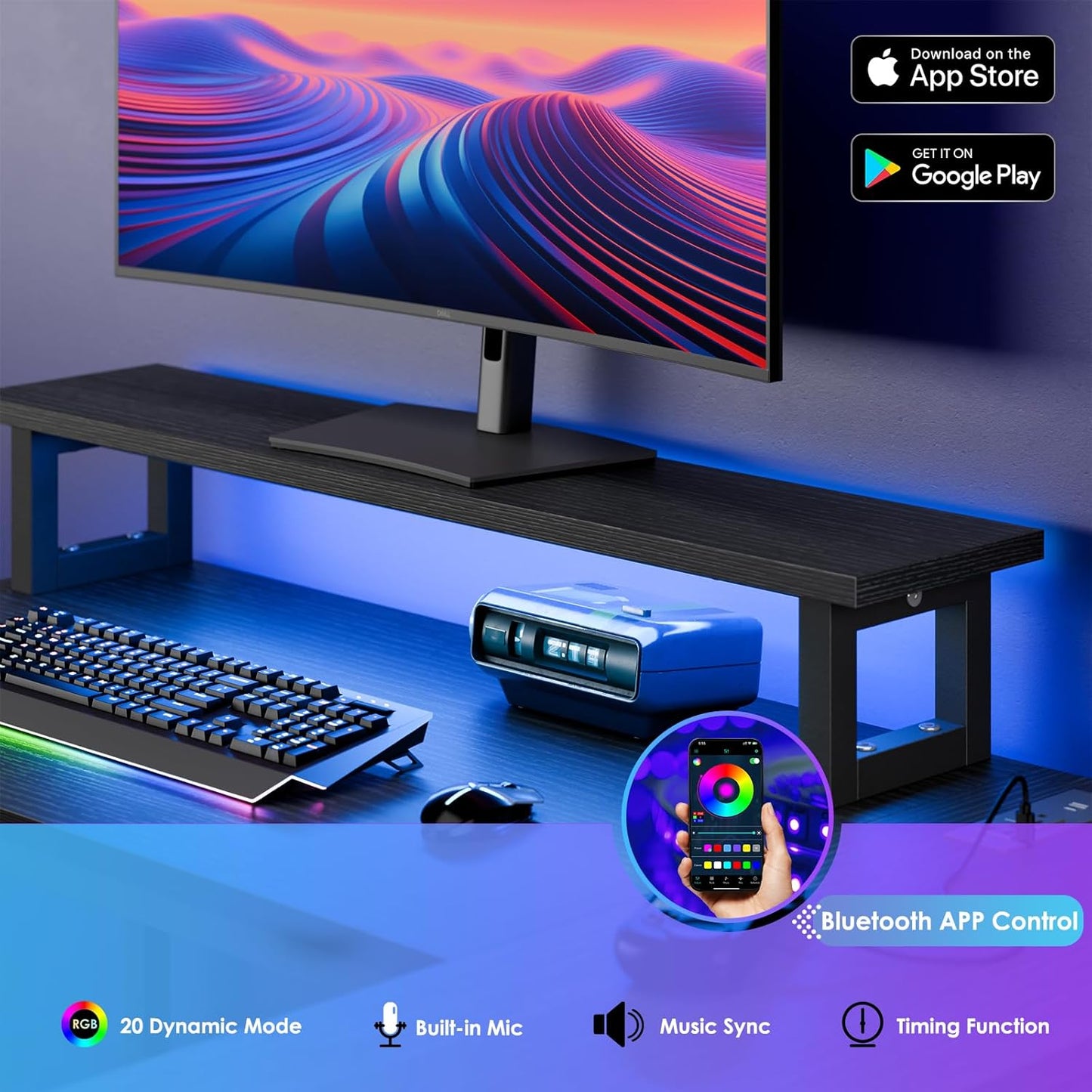 Gaming Desk for Bedroom L Shaped Small Corner Computer Desk with Power Outlets and LED Lights, PC Desk, Home Office Desks with Drawer, Writing Desk Study Desk, Black