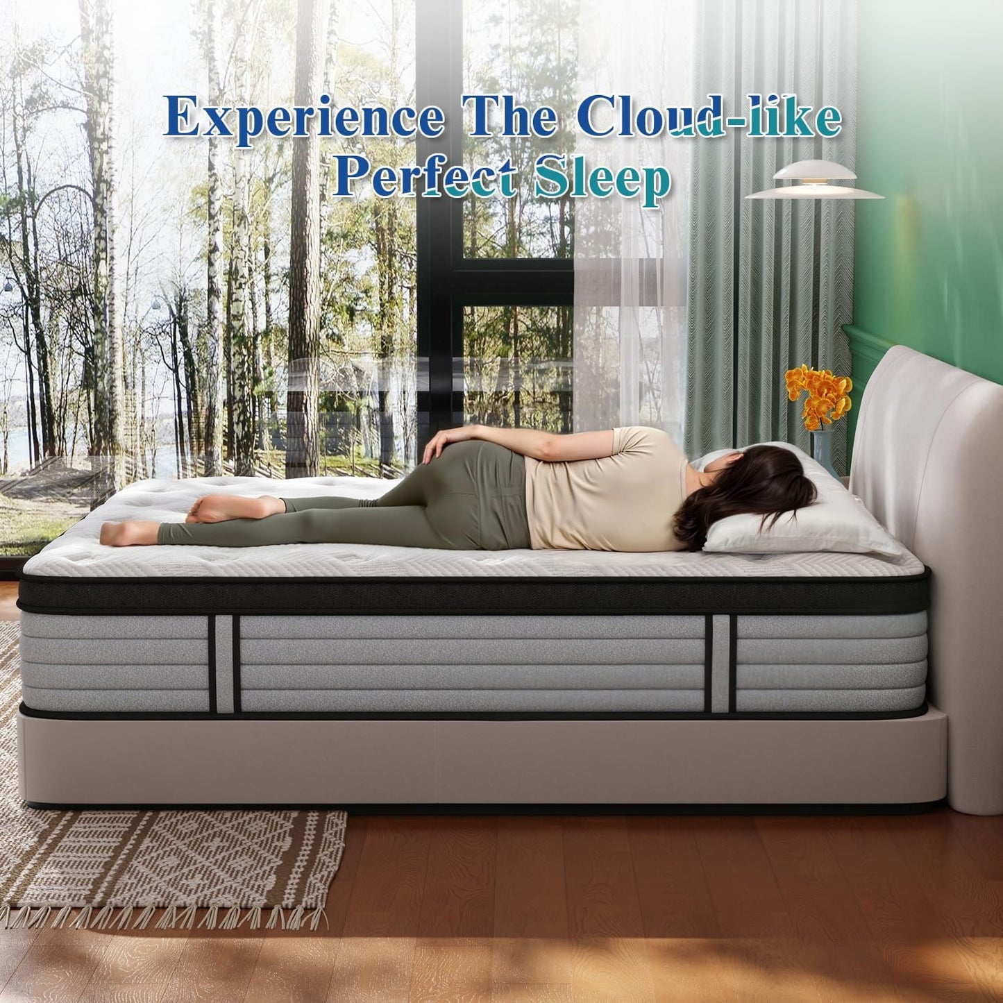 King Mattress, 14 Inch King Size Mattress in a Box, Hybrid Matress with Memory Foam & Individual Pocket Springs, Medium Firm Feel, Edge Support, Motion Isolation, Pressure Relief, Certipur-Us