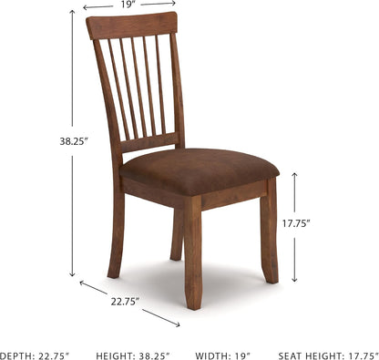 Berringer Dining Chairs Set of 2, Classic Wood Spindle-Back Design, Cushioned Microfiber Seat, Rustic Finish for Kitchen & Dining Room Chair, Walnut