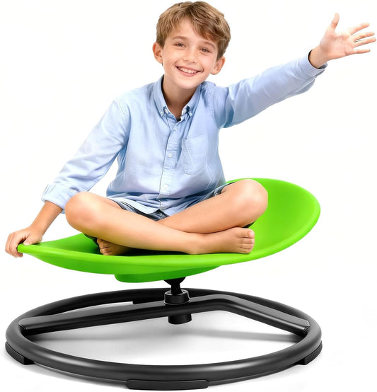 Spinning Chair for Autistic Kids (3-18 Years), Sensory Swivel Chair for Teens with Adhd/Autism – 21×19 Inch 220LBS Weight Capacity Seat – Sit and Spin Calming Toy for Body Balance(Green)