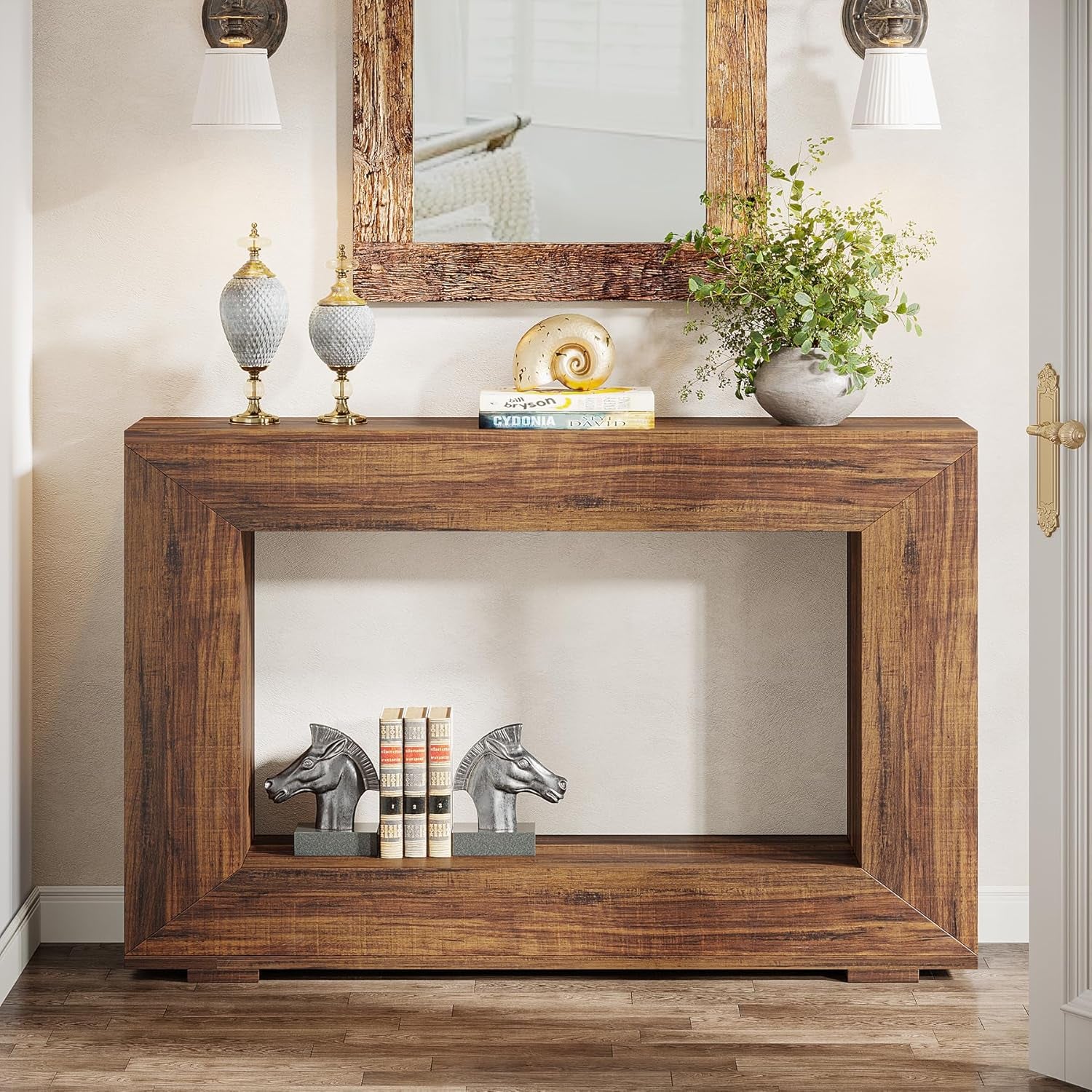 Farmhouse Console Table, 47 Inches Entryway Console Table with Storage, Industrial Hallway Accent Table for Living Room, Entrance