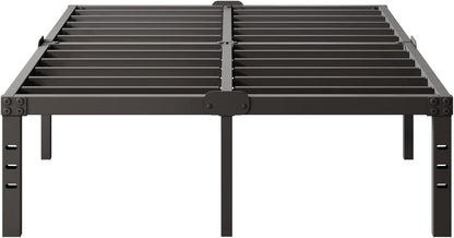 Platform Bed Frame Queen Size with Storage Headboard Compatible 14 Inch High Metal No Box Spring Needed Black Mattress Foundation Heavy Duty Steel Slat