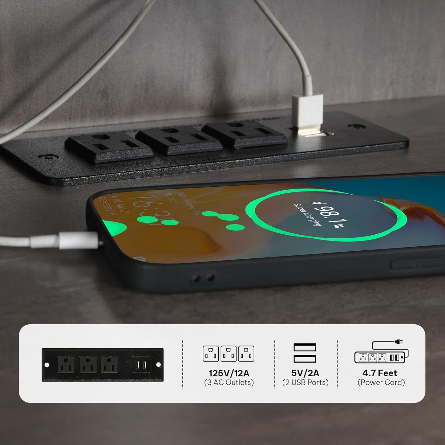 TV Stand for 70/65 Inch TV, 33.5'' Tall TV Stands for Living Room, Entertainment Center with Storage, LED TV Stand with Power Outlets, TV Media Console Cabinet, Grey