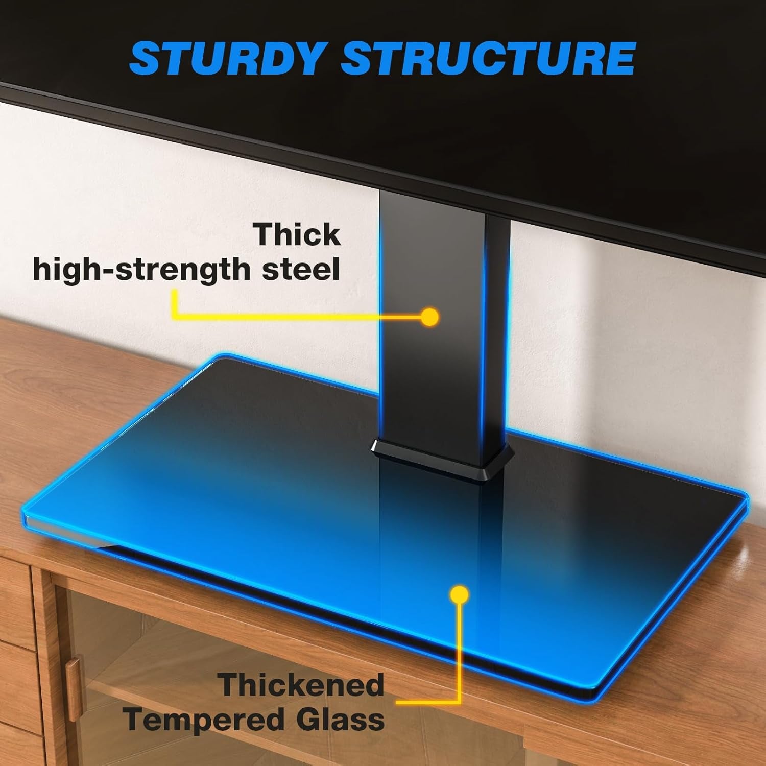 Universal Swivel TV Stand Table Top TV Stand for 32-65,70,75 Inch LCD LED TV up to 110 Lbs -Height Adjustable Center Pedestal Stand Replacement with Heavy Duty Tempered Glass Base