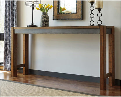 Signature Design by  Torjin Long Counter Height Table, Seats up to 3, Wood, 72.13" W X 16" D X 36" H, 2-Tone Brown