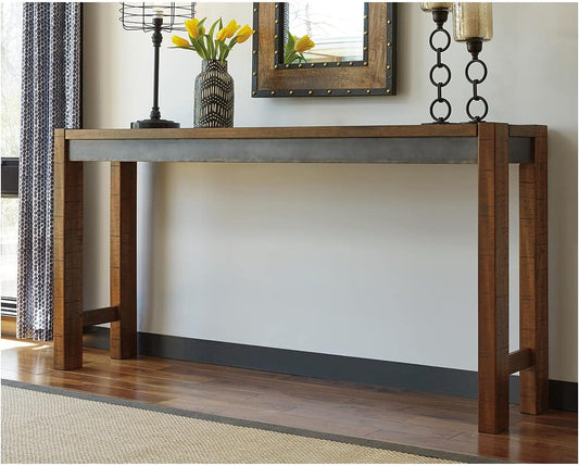 Signature Design by  Torjin Long Counter Height Table, Seats up to 3, Wood, 72.13" W X 16" D X 36" H, 2-Tone Brown