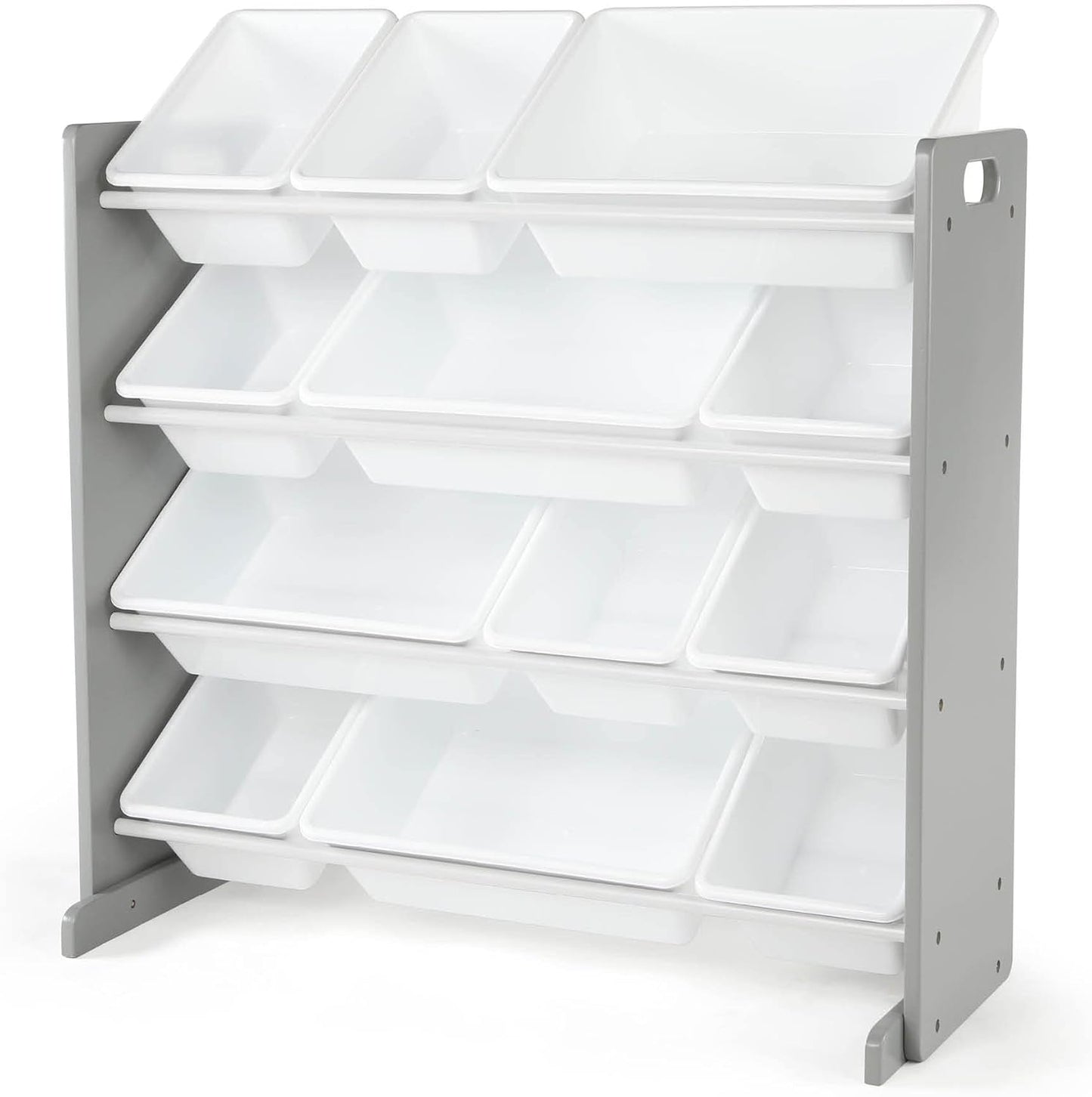 Kids Toy Storage Organizer with 12 Plastic Bins, Grey/White – Removable Bins for Playroom, Bedroom, Toddler Furniture for Boys and Girls Ages