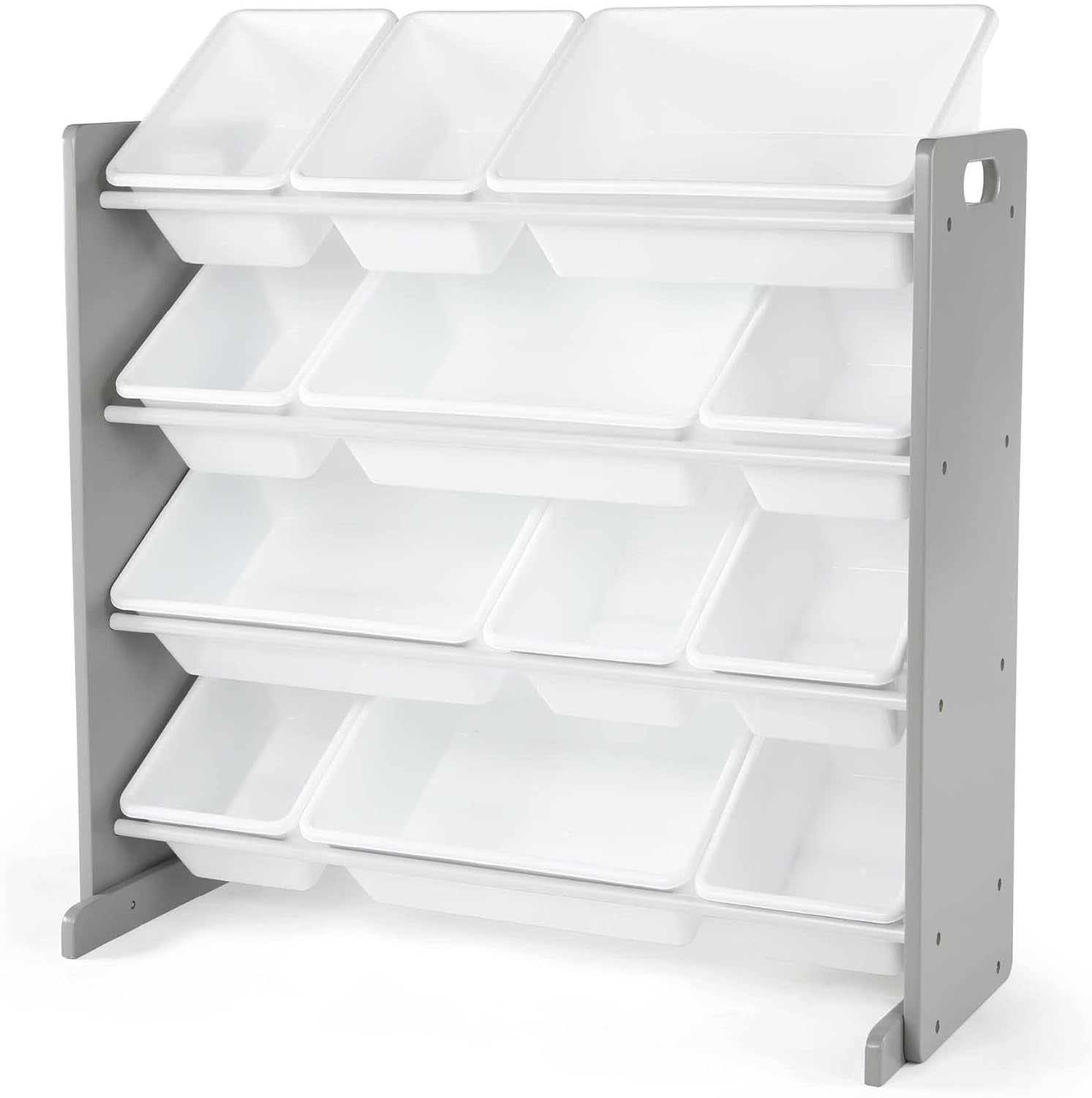 Kids Toy Storage Organizer with 12 Plastic Bins, Grey/White – Removable Bins for Playroom, Bedroom, Toddler Furniture for Boys and Girls Ages