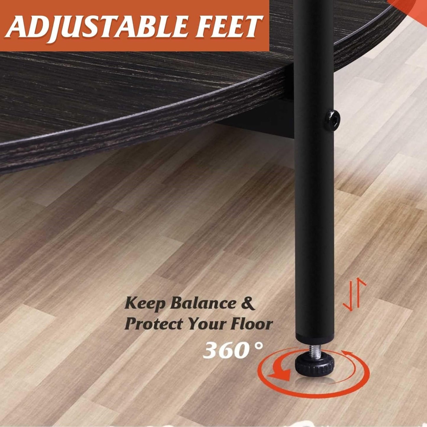 round Coffee Table for Living Room, 32.6" Small Coffee Table with Open Storage Shelf, 2-Tier Industrial Circle Wood Center Table for Bedroom, Home Office, Charcoal Black