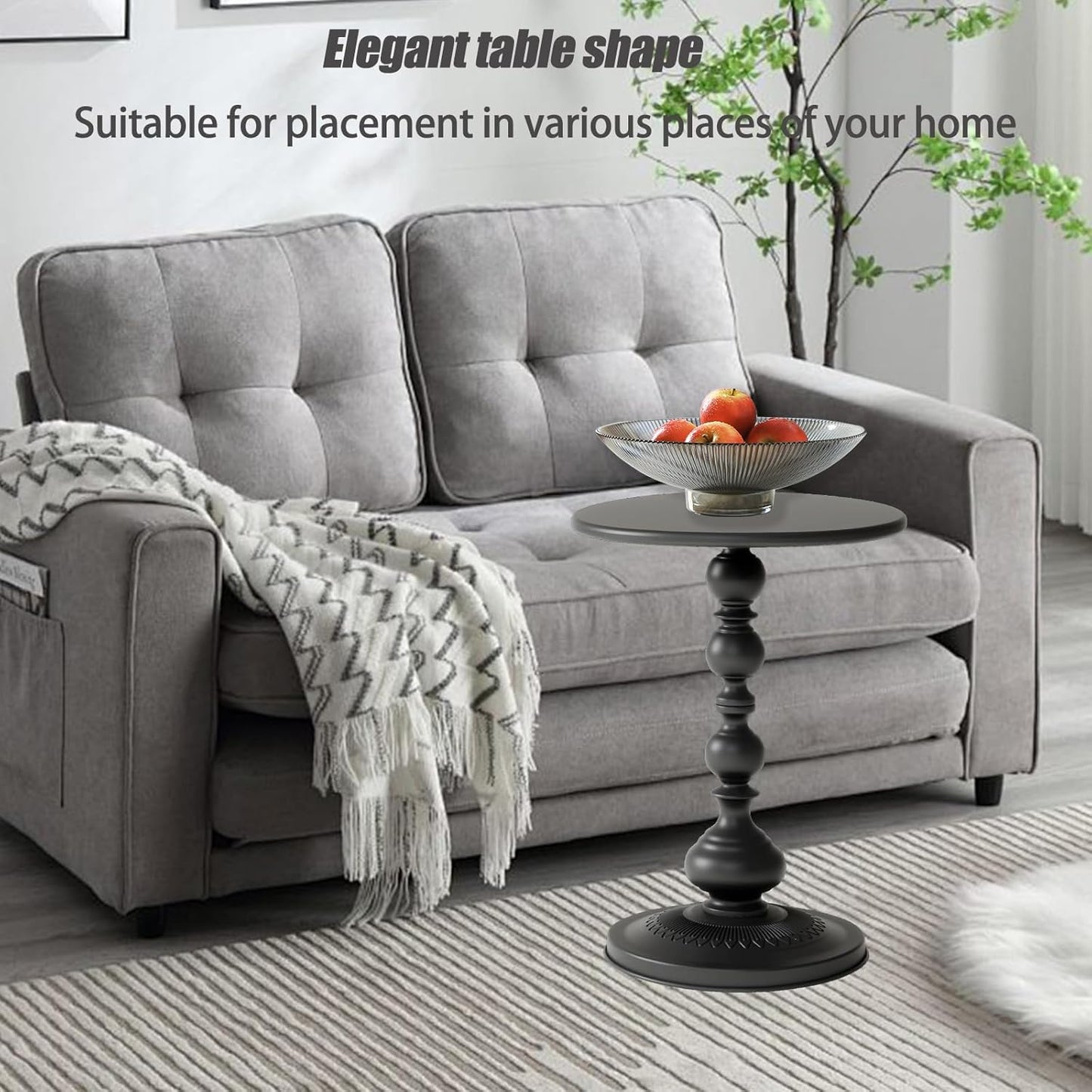 Pedestal Metal round Side Table, Sofa Table, Small TV Tray Table for the Sofa in the Living Room and Bedroom, Bed, Chair, Mini Coffee Table, Headboard Table, 20.47 (H) *13.77 (W)