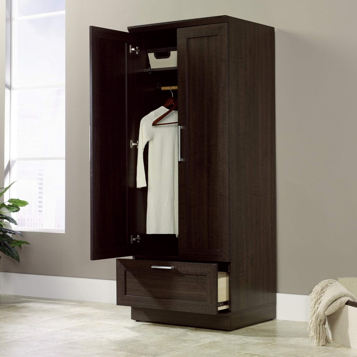 Homeplus Wardrobe/Pantry Cabinets, L: 28.98" X W: 20.95" X H: 71.18", Dakota Oak