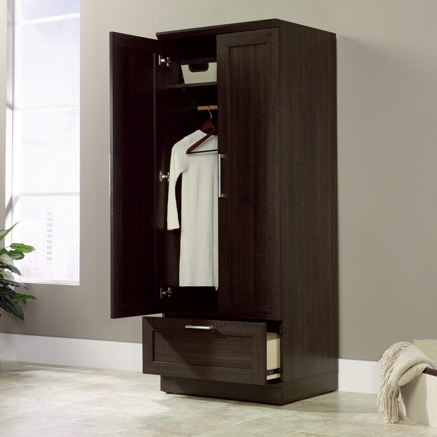 Homeplus Wardrobe/Pantry Cabinets, L: 28.98" X W: 20.95" X H: 71.18", Dakota Oak