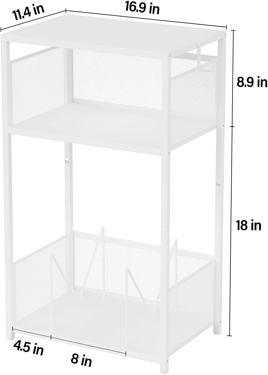 3 Tier End Table,Record Player Stand with Storage up to 100 Albums,Turntable Stand for Vinyl,White Records Shelf for Living Room Bedroom