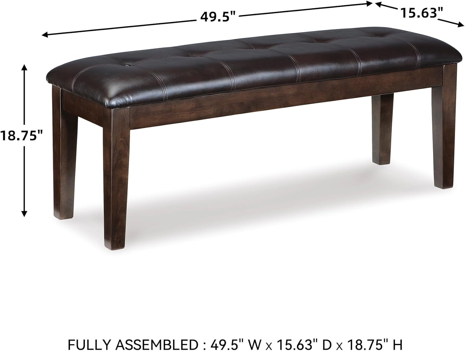 Haddigan Traditional Upholstered Dining Room Bench, Dark Brown