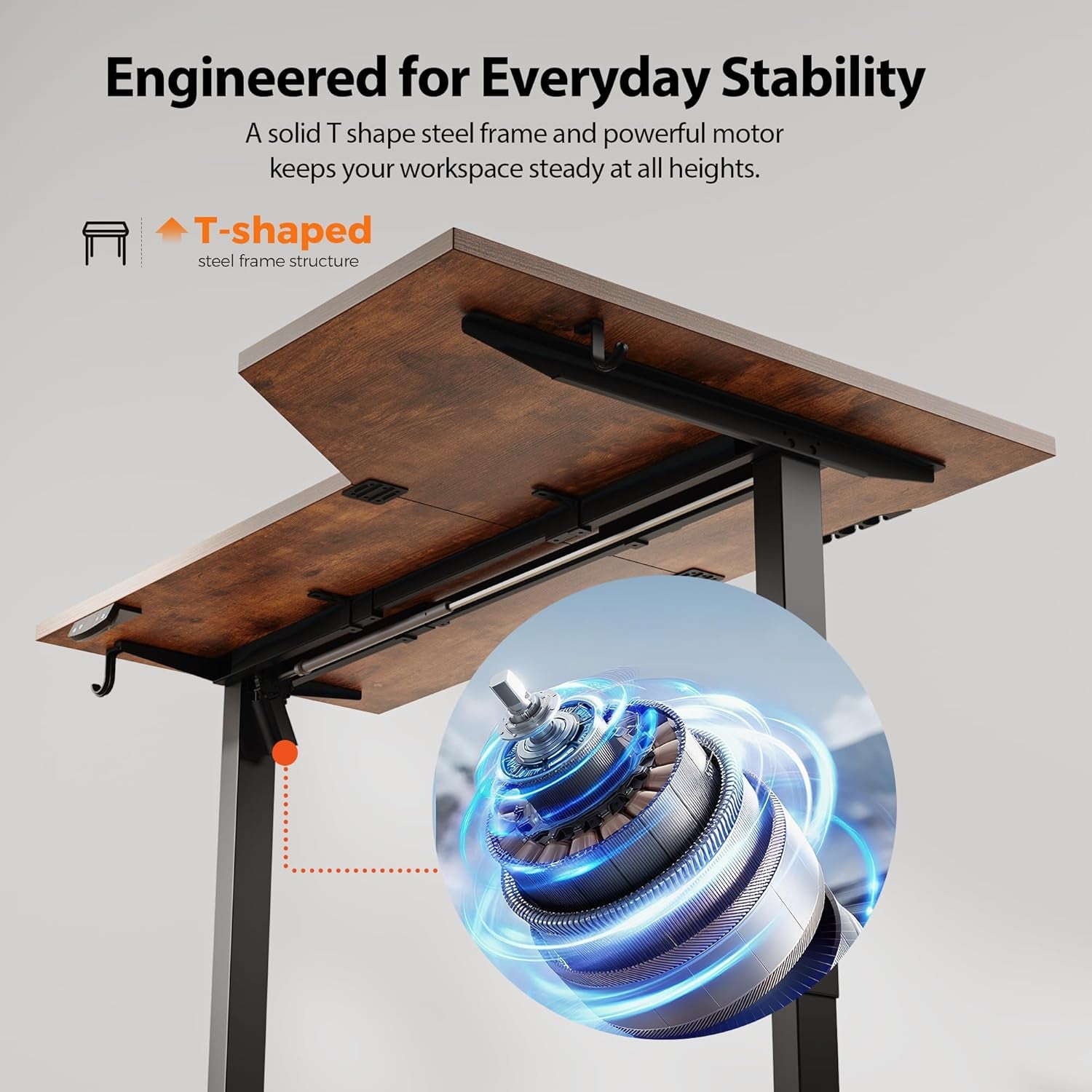 Electric Standing Desk, Height Adjustable Desk, 55 X 32 Inch Sit Stand up for Work Office Home, L Shaped Ergonomic Rising Computer Table with Memory Preset, Rustic Brown