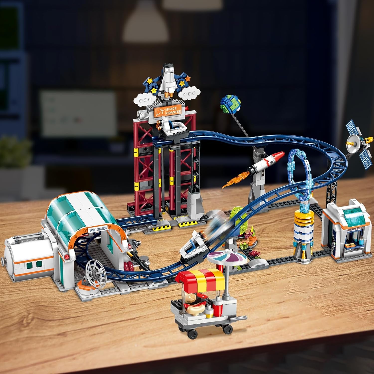 Space Roller Coaster Building Toy - 926PCS Coaster Building Set Features Lift Platform, Satellites, Rocket Buildable Space Rollercoaster Adventure Park for Adults Kids Girl Boy Ages 8+