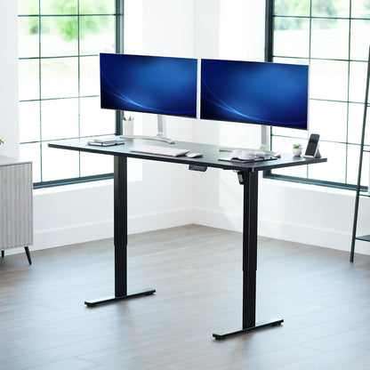 Electric 71 X 30 in Standing Desk, Memory Height Adjustment, 1B Series, Holds 220 Lbs, Black Top Black Frame, DESK-KIT-1B7B