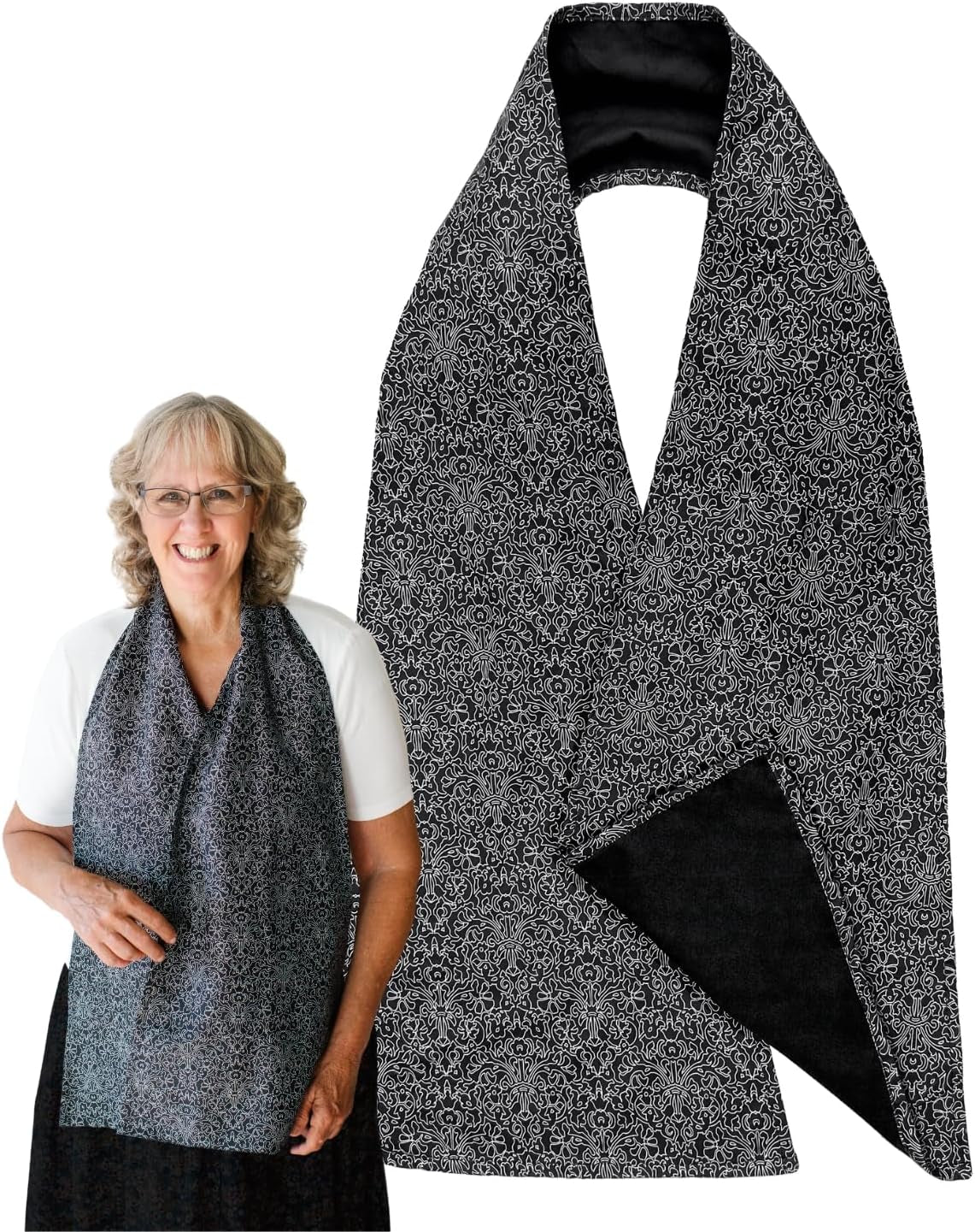 Reversible Adult Bibs for Women & Men - Adult Bib Scarf for Elderly - Dining Clothing Protectors - Washable Dining Scarf for Senior Citizens