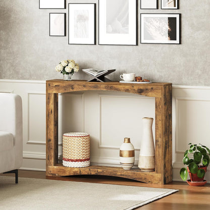 Narrow Console Table, 5.9'' Thin Entryway Table, behind Couch Table for Small Spaces, Small Farmhouse Hallway Table, for Living Room, Hallway, Foyer, Rustic Brown CT19RR