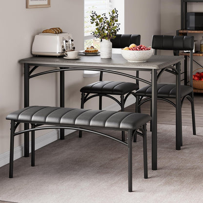 Dining Table Set for 2, Kitchen Table with Upholstered Chairs for 2, Small Dining Room Table Set, Square Kitchen Table Set for Small Space, Apartment, Home, Studio, Rustic Grey