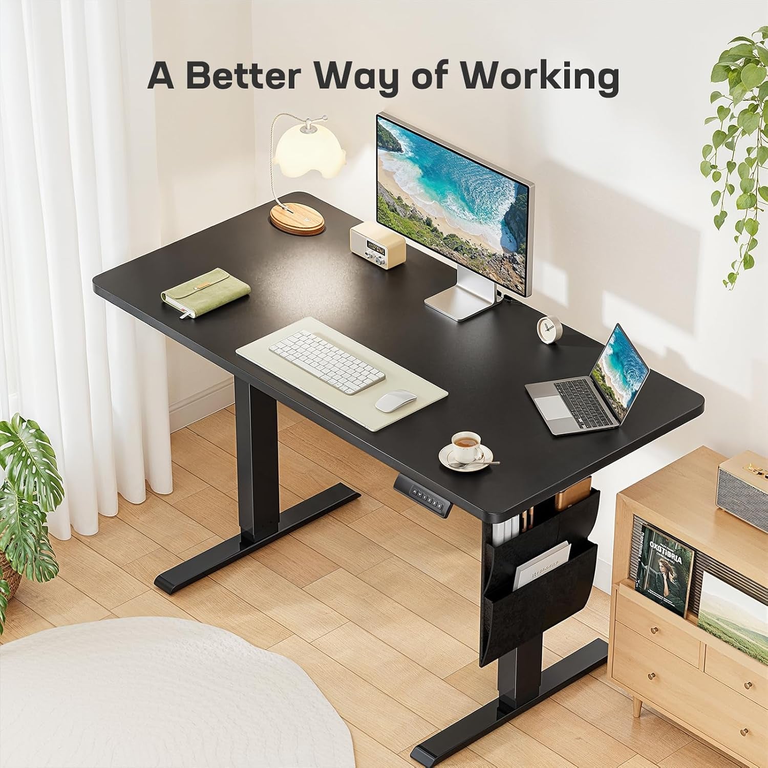 48X24 Electric Standing Desk - Adjustable Height Computer Desk with Memory Presets, Storage Bag & Cable Management for Home Office & Gaming Workstations