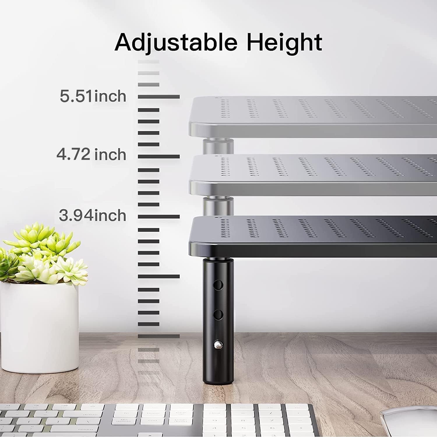 Monitor Stand for Desk, Computer Monitor Stand Height Adjustable, Monitor Riser for 2 Monitors, Laptop Stand for Desk, 2 Pack, Black