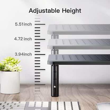 Monitor Stand for Desk, Computer Monitor Stand Height Adjustable, Monitor Riser for 2 Monitors, Laptop Stand for Desk, 2 Pack, Black