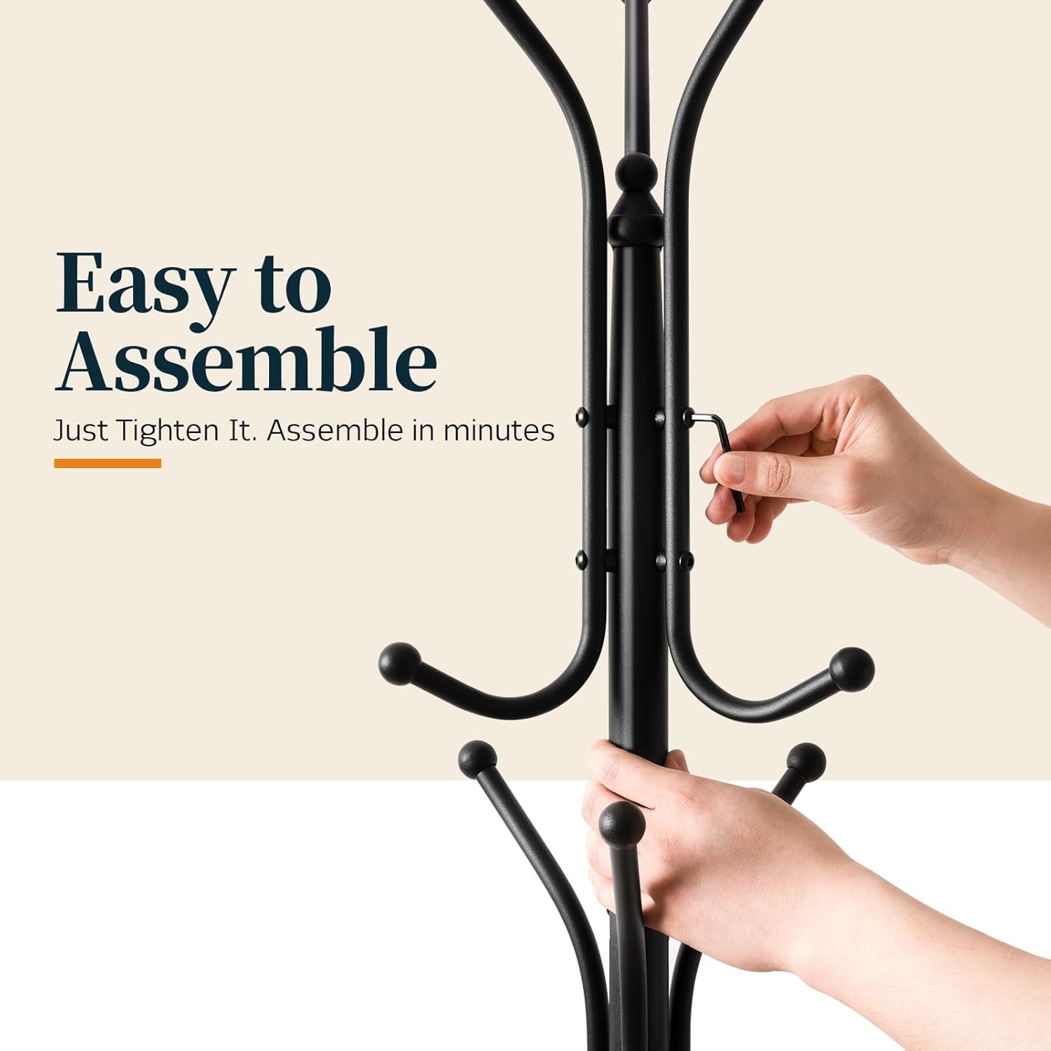 Metal Coat Rack Freestanding with Marble Base, Coat Tree with 12 Hooks & Umbrella Holder, Coat Hanger Stand for Corner Entryway Bedroom Office, Heavy Duty Coat Rack Stand for Clothes Hats Bags