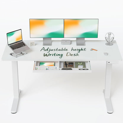 55X24 Inchs Electric Standing Desk - One-Piece Glass Top, Height Adjustable Workstation with 4 Memory Presets, Ergonomic Sit-To-Stand Table for Home Office & Gaming