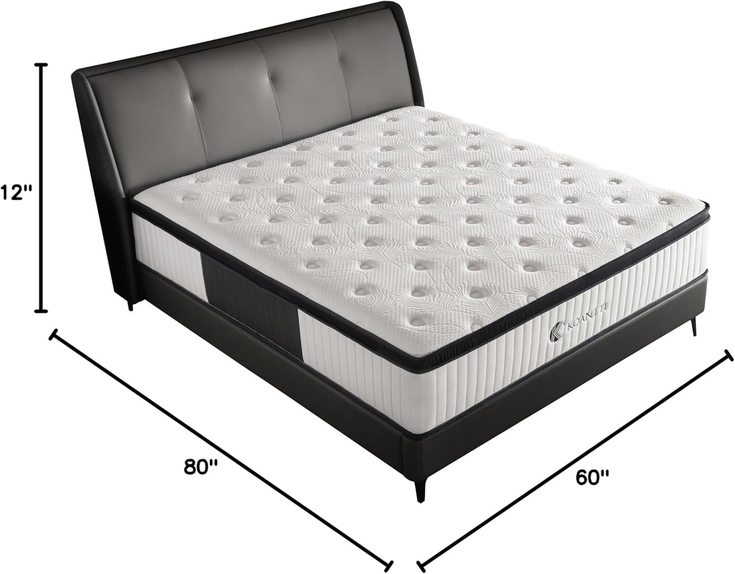 Queen Mattress,12 Inch Queen Size Mattresses Memory Foam Hybrid White Mattress in a Box,With Provide Support and Improve Sleep Mattresses,Medium Firm,Certipur-Us.