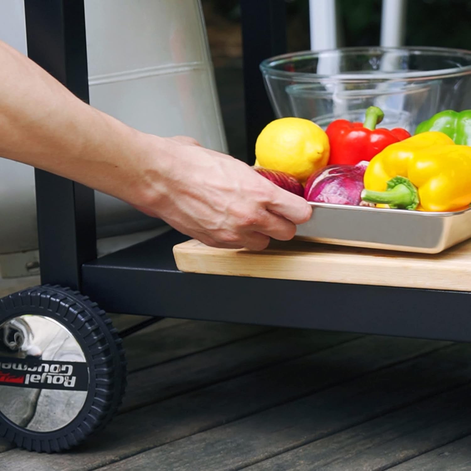 Dining Cart Table with Double-Shelf, Movable Stainless Steel Flattop Grill Cart, Hooks, Side Handle, Multifunctional PC3401S (Silver)