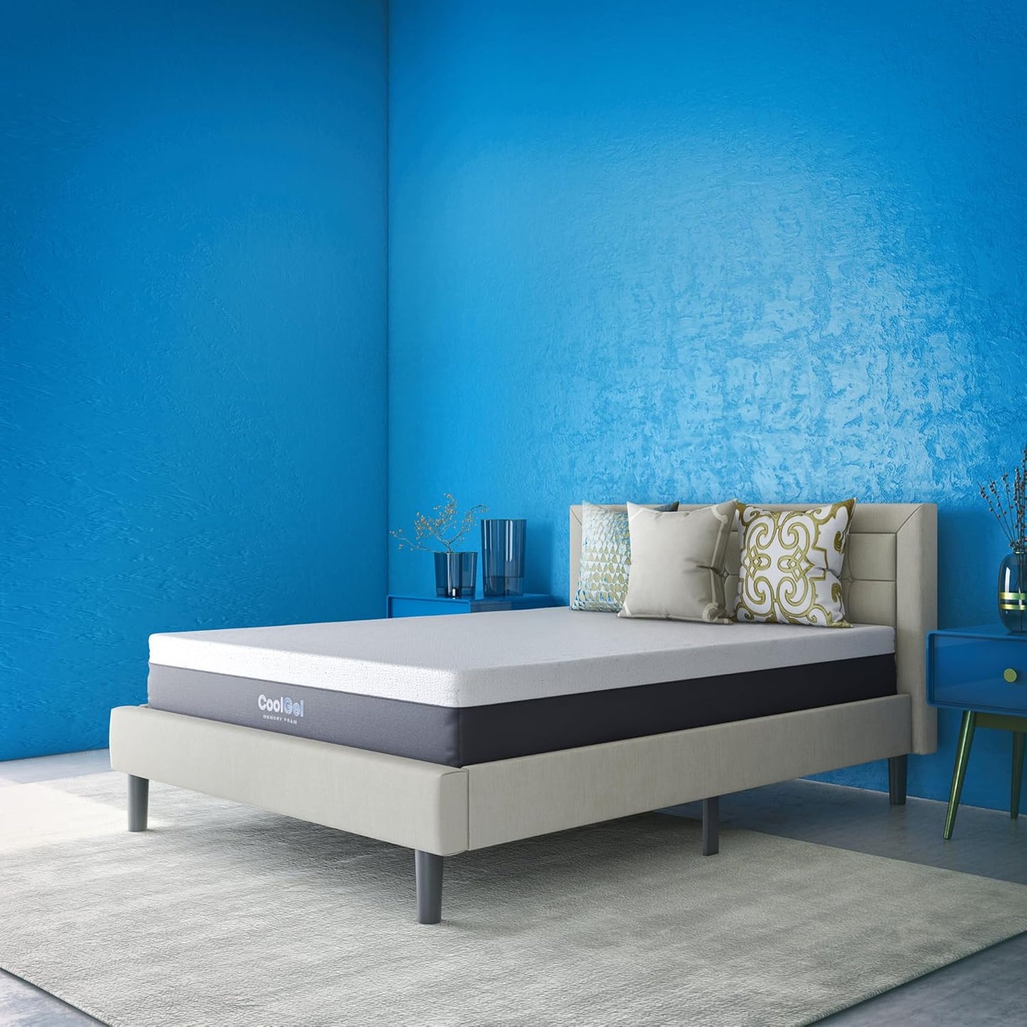 12 Inch Queen Memory Foam Mattress Medium Firm, Queen Size Memory Foam Mattress Cooling, Made in the USA, 12" Depth with Pressure Relief, Certipur-Us Certified No Fiberglass, Coolgel Bed