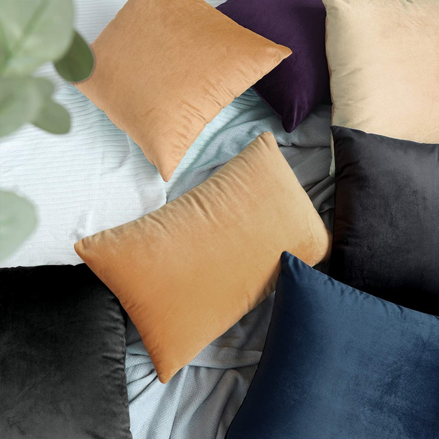 2 Pack Zippered Velvet King Pillowcases, Super Soft and Cozy Luxury Fuzzy Flannel Pillow Cases with Zipper, 20X36 Inches, Camel
