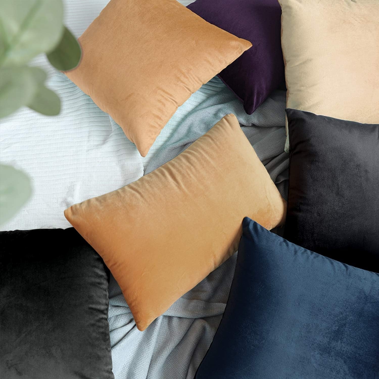 2 Pack Zippered Velvet King Pillowcases, Super Soft and Cozy Luxury Fuzzy Flannel Pillow Cases with Zipper, 20X36 Inches, Camel