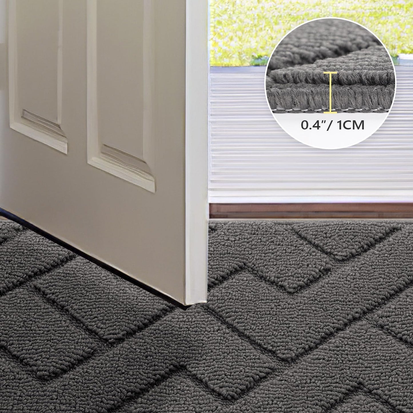 Dirt Trapper Indoor Doormat,20"X31.5" Welcome Door Mat,Non Slip Backing Washable Door Mats,Absorbent and Resistant Low-Profile Entrance inside Floor Mat for Front Back Door and Entryway (Grey)