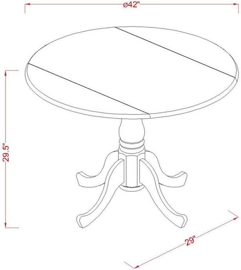 DLBO3-WHI-W 3 Piece Dining Room Table Set Contains a round Kitchen Table with Dropleaf and 2 Dining Chairs, 42X42 Inch, Linen White