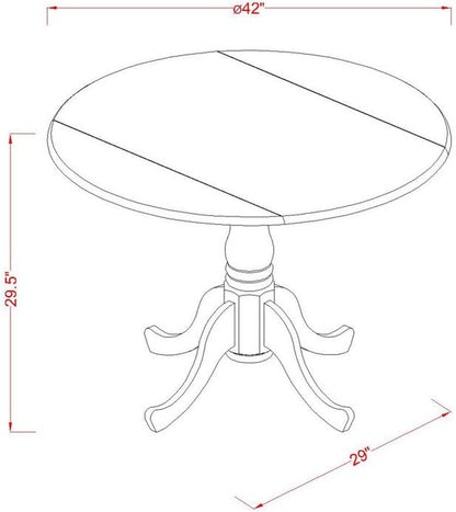 DLBO3-WHI-W 3 Piece Dining Room Table Set Contains a round Kitchen Table with Dropleaf and 2 Dining Chairs, 42X42 Inch, Linen White