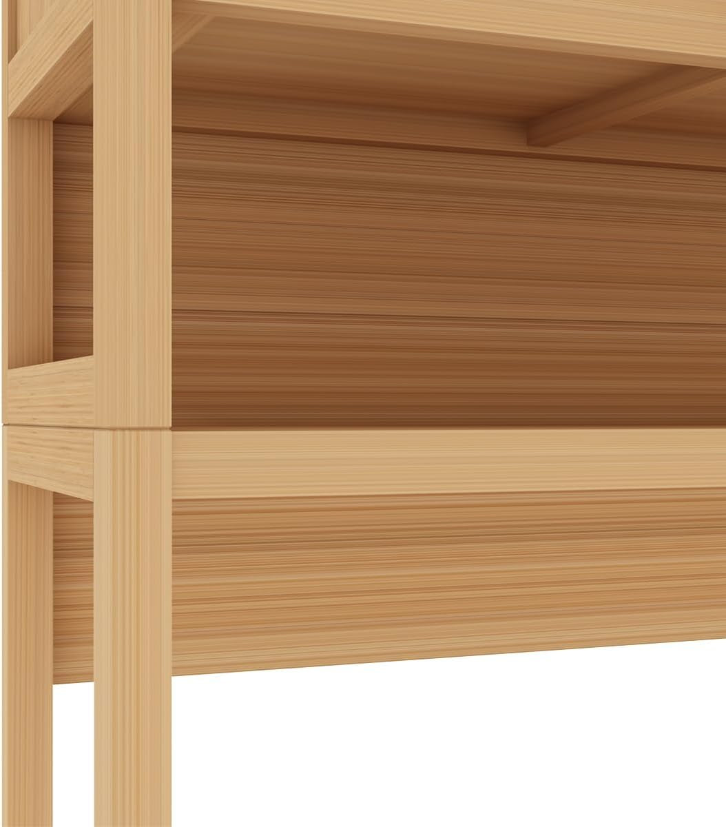 Bamboo over the Toilet Storage Cabinet - 67" Tall Freestanding Toilet Storage with 2 Doors & Open Shelf, Extra Large Capacity Space Saver for Bathroom, Laundry Room (Natural)