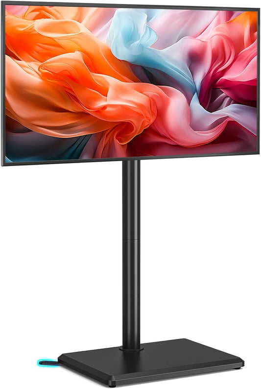 Swivel Floor TV Stand with Mount for 32-60 Inch Tvs up to 88 Lbs, Height Adjustable Tall TV Stand with Wood Base, Saving Space Design for Bedroom, Living Room and Corner, Max VESA 400X400Mm