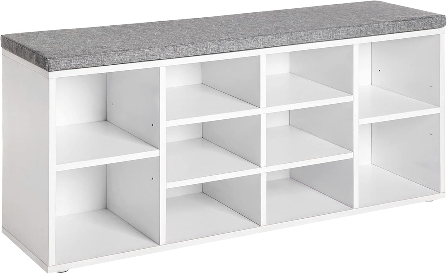 Shoe Bench Storage Bench Entryway Bench Shoe Storage Organizer, 11.8 X 40.9 X 20.7 Inches, with Cushion and 10 Adjustable Compartments for Living Room Entryway Hallway Bedroom